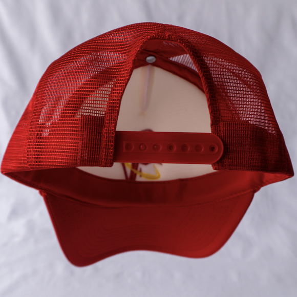 SUEDE VENUS RED WHITE MESH EMBROIDERED TRUCKER BASEBALL SNAPBACK HAT - Picture 2 of 5